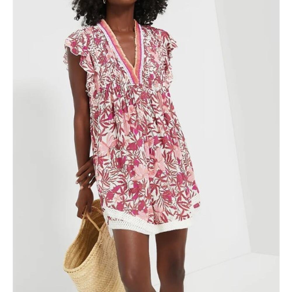 Poupette St Barth Women's Sasha Mini Dress Pink Orchid Size L? EUC